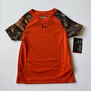 Under Armour Orange Hunter Camouflage Heat Gear Cool Boy's Shirt, Size 12M, NWT